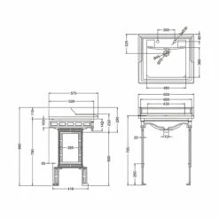 Burlington Classic Basin With Black Wash Stand 650mm Wide 2 Tap Hole