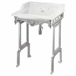 Burlington Classic Basin With Aluminium Wash Stand 650mm Wide 2 Tap Hole 7 Burlington Classic Basin With Aluminium Wash Stand 650mm Wide 2 Tap Hole -HEATANDPLUMB Sales burlington classic basin b152th t38alu 3