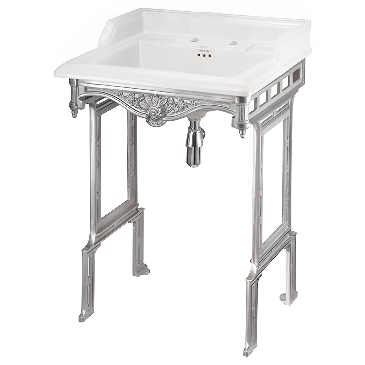 Burlington Classic Basin With Aluminium Wash Stand 650mm Wide 2 Tap Hole 5 Burlington Classic Basin With Aluminium Wash Stand 650mm Wide 2 Tap Hole - Image 3