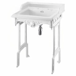 Burlington Classic Basin With White Wash Stand 650mm Wide 2 Tap Hole 5 Burlington Classic Basin With White Wash Stand 650mm Wide 2 Tap Hole -HEATANDPLUMB Sales burlington classic basin b152th t43whi 1