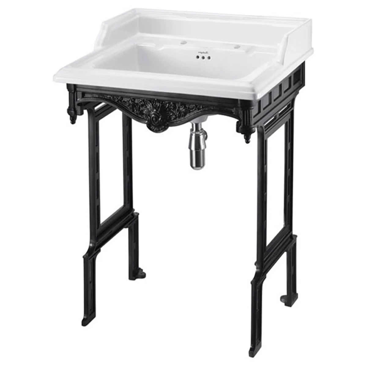 Burlington Classic Basin With Black Wash Stand 650mm Wide 2 Tap Hole 4 Burlington Classic Basin With Black Wash Stand 650mm Wide 2 Tap Hole - Image 2