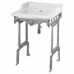 Burlington Classic Basin With Aluminium Wash Stand 650mm Wide 3 Tap Hole
