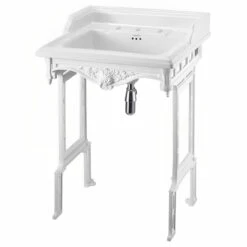 Burlington Classic Basin With White Wash Stand 650mm Wide 3 Tap Hole