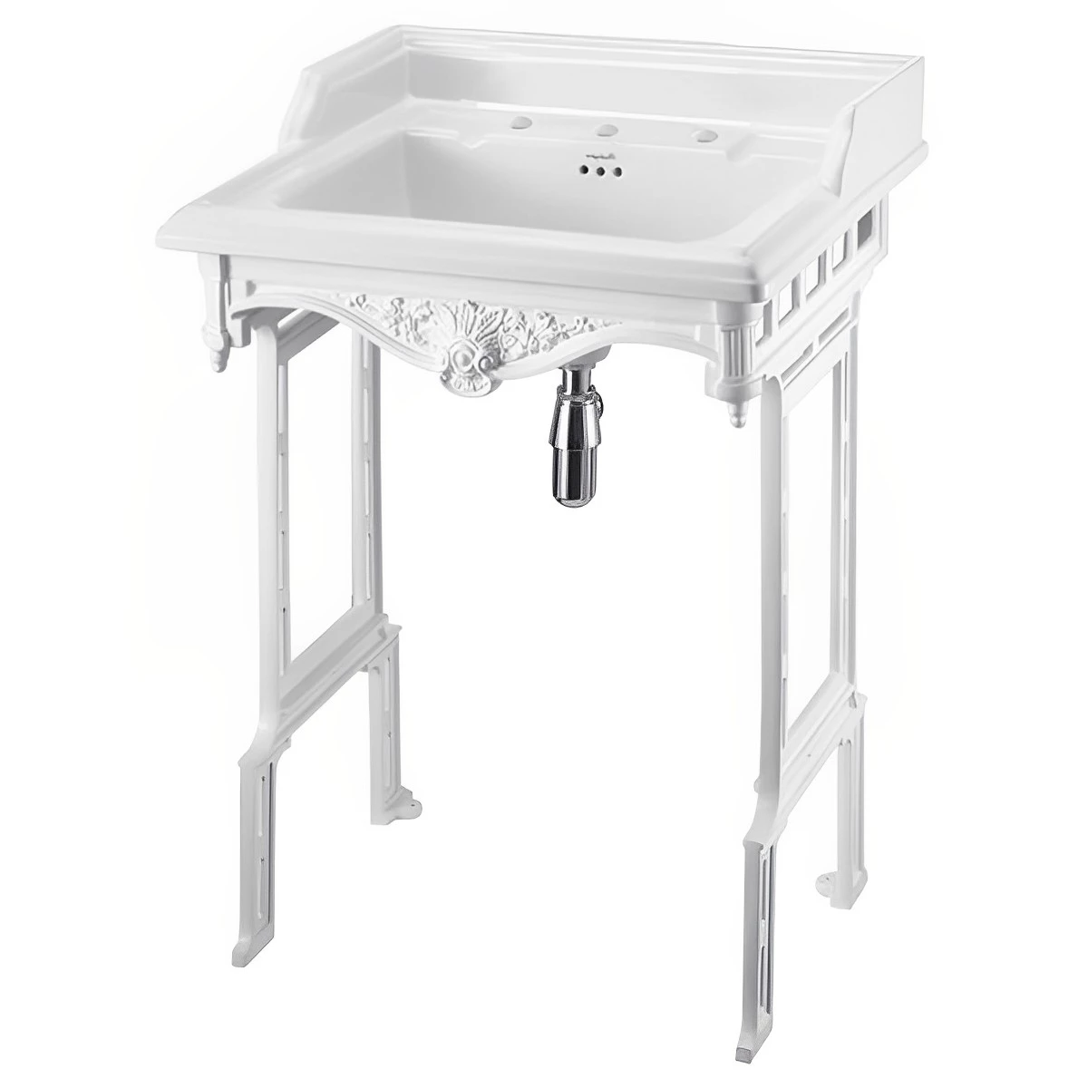 Burlington Classic Basin With White Wash Stand 650mm Wide 3 Tap Hole 3 Burlington Classic Basin With White Wash Stand 650mm Wide 3 Tap Hole