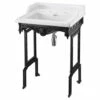 Burlington Classic Basin With Black Wash Stand 650mm Wide 3 Tap Hole -HEATANDPLUMB Sales burlington classic basin b153th t48bla 2