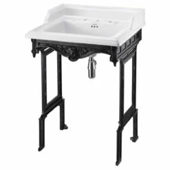 Burlington Classic Basin With Black Wash Stand 650mm Wide 3 Tap Hole