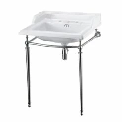 Burlington Classic Basin With Chrome Wash Stand 650mm Wide 3 Tap Hole