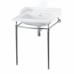 Burlington Classic Basin With Regal Chrome Wash Stand 650mm Wide 3 Tap Hole