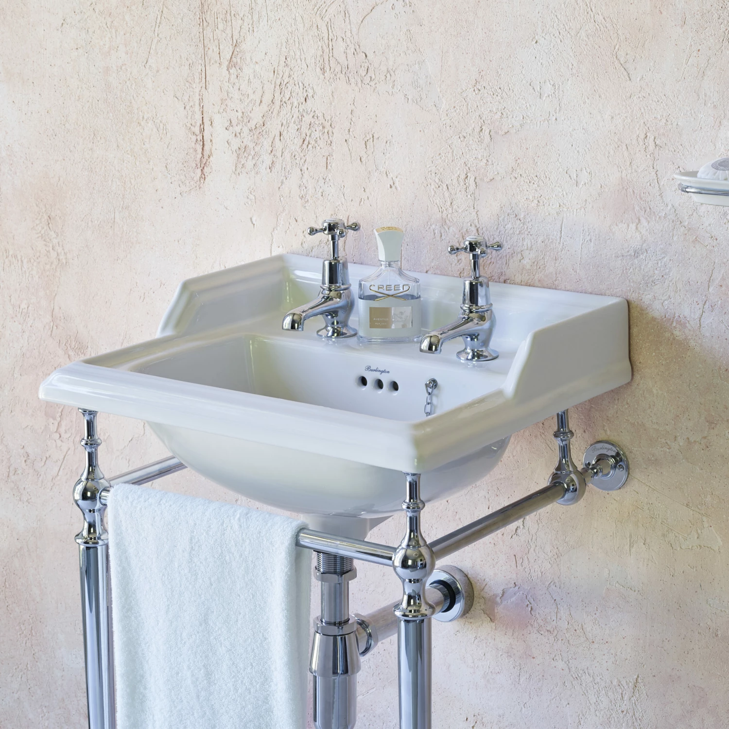 Burlington Classic Square Basin With Chrome Wash Stand 500mm Wide - 1 Tap Hole 4 Burlington Classic Square Basin With Chrome Wash Stand 500mm Wide - 1 Tap Hole - Image 2