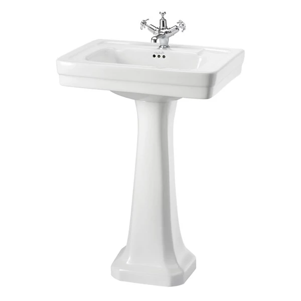 Burlington Contemporary Basin With Full Pedestal 580mm Wide 1 Tap Hole 5 Burlington Contemporary Basin With Full Pedestal 580mm Wide 1 Tap Hole - Image 3