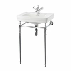 Burlington Contemporary Basin With Chrome Wash Stand 580mm Wide 1 Tap Hole