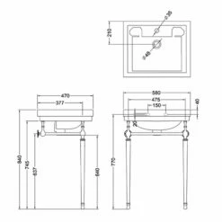 Burlington Contemporary Basin With Extended Regal Chrome Wash Stand 580mm Wide 1 Tap Hole 5 Burlington Contemporary Basin With Extended Regal Chrome Wash Stand 580mm Wide 1 Tap Hole -HEATANDPLUMB Sales burlington contemporary basin b11th t22a t62 1