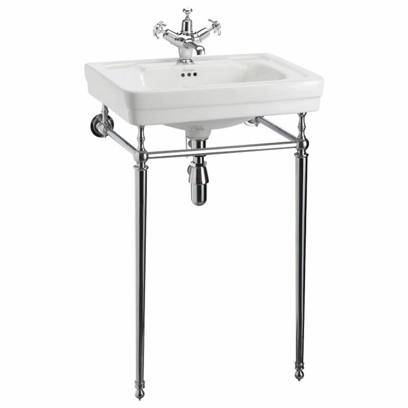 Burlington Contemporary Basin With Extended Regal Chrome Wash Stand 580mm Wide 1 Tap Hole 3 Burlington Contemporary Basin With Extended Regal Chrome Wash Stand 580mm Wide 1 Tap Hole
