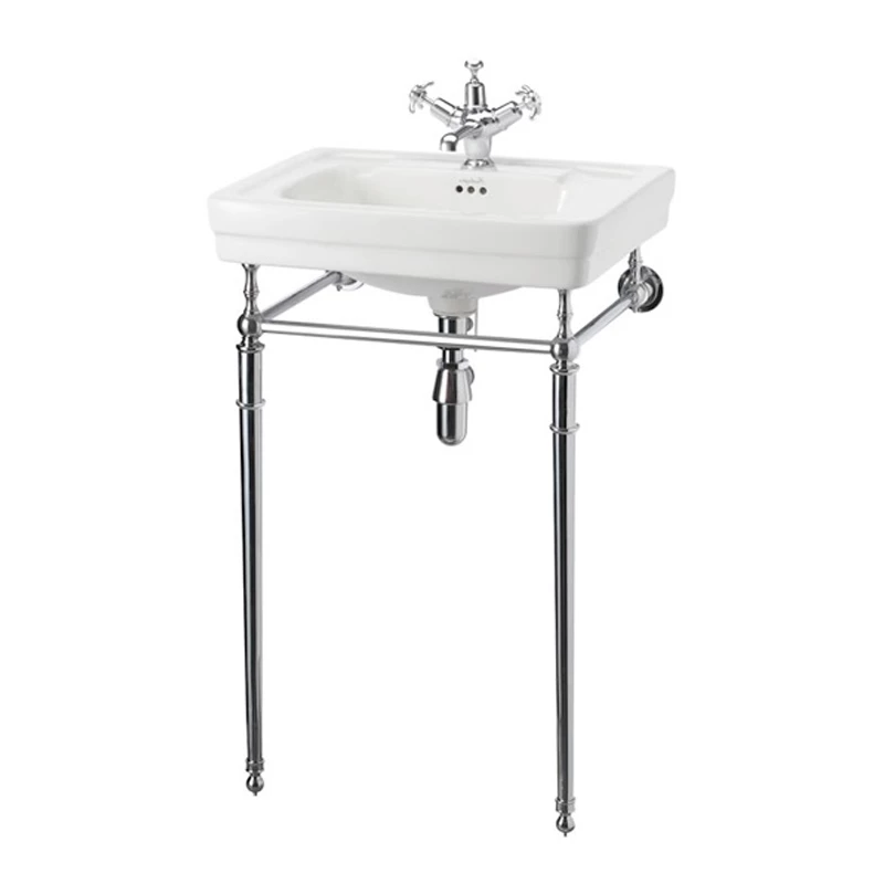 Burlington Contemporary Basin With Chrome Wash Stand 580mm Wide 1 Tap Hole 3 Burlington Contemporary Basin With Chrome Wash Stand 580mm Wide 1 Tap Hole