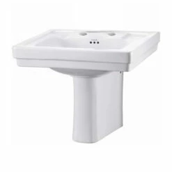 Burlington Contemporary Basin With Semi Pedestal 580mm Wide 2 Tap Hole