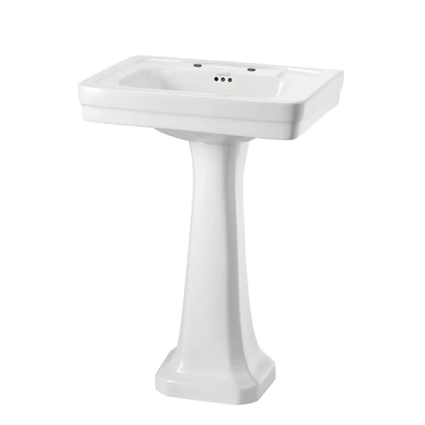Burlington Contemporary Basin With Regal Full Pedestal 580mm Wide 2 Tap Hole 3 Burlington Contemporary Basin With Regal Full Pedestal 580mm Wide 2 Tap Hole