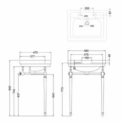 Burlington Contemporary Basin With Chrome Wash Stand 580mm Wide 2 Tap Hole 7 Burlington Contemporary Basin With Chrome Wash Stand 580mm Wide 2 Tap Hole -HEATANDPLUMB Sales burlington contemporary basin b12th t22a 2 1