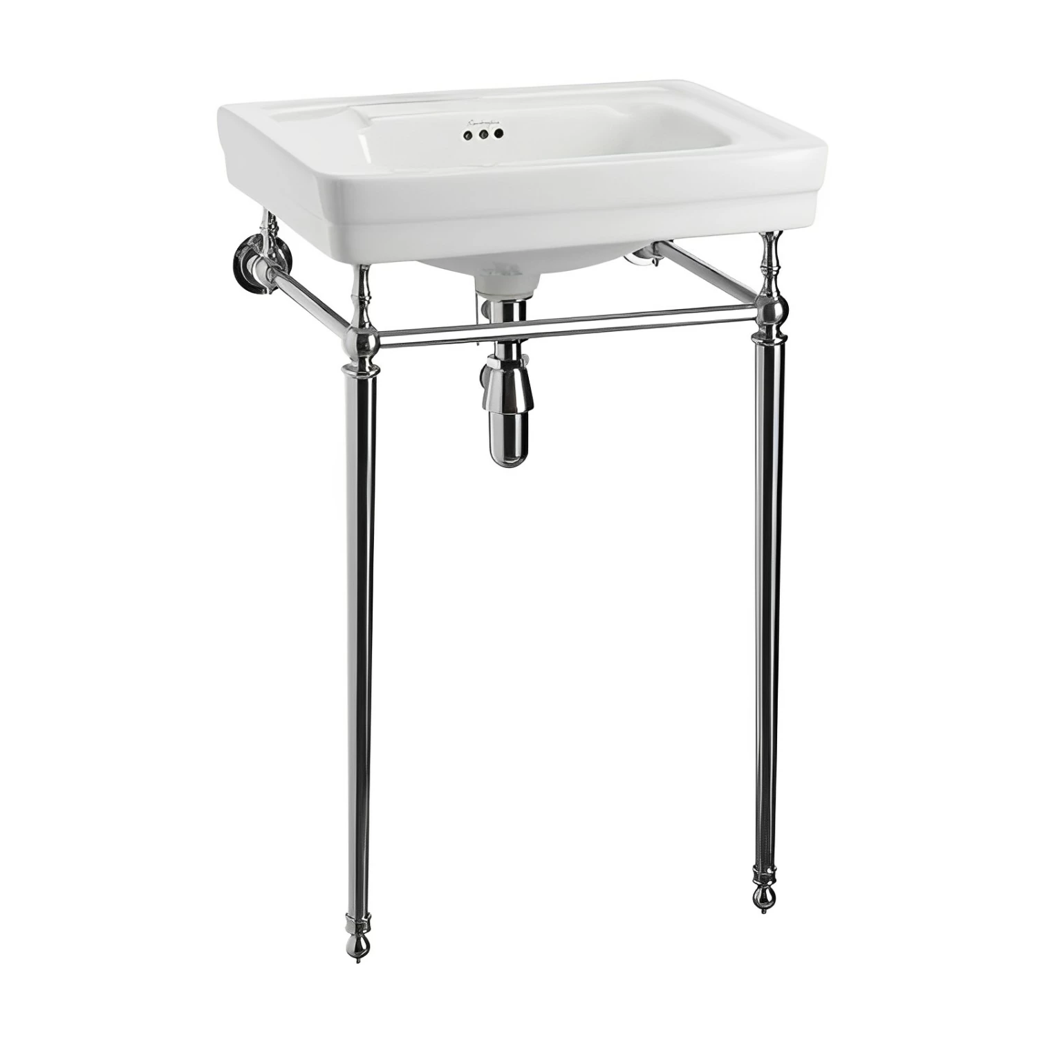 Burlington Contemporary Basin With Chrome Wash Stand 580mm Wide 2 Tap Hole 4 Burlington Contemporary Basin With Chrome Wash Stand 580mm Wide 2 Tap Hole - Image 2