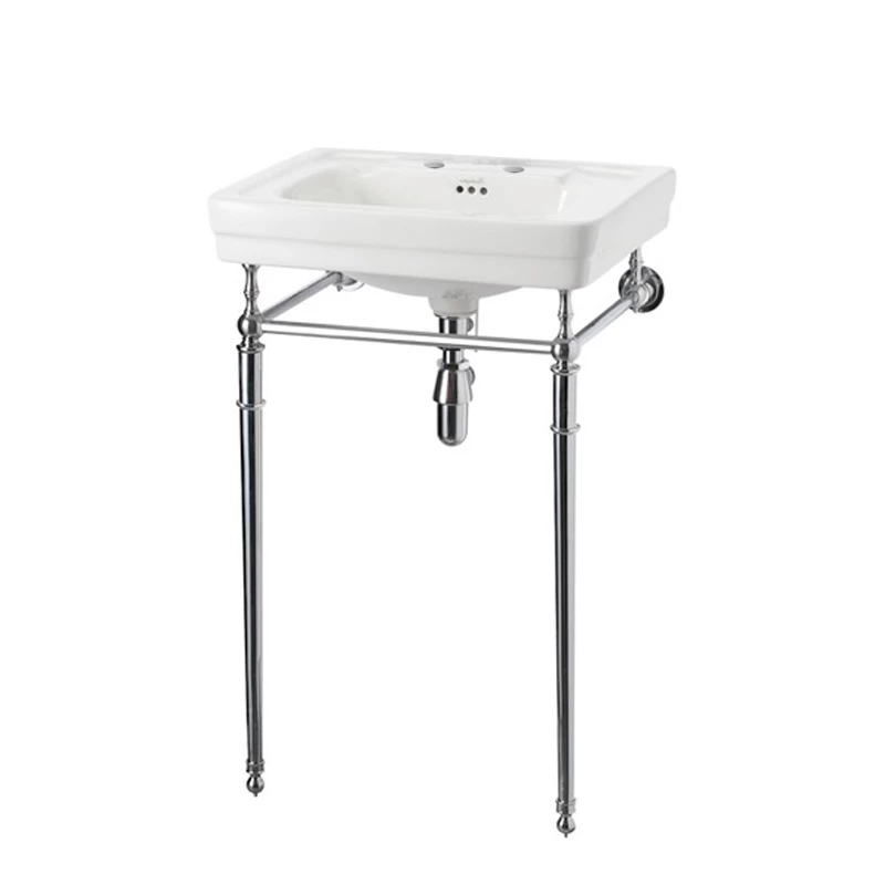 Burlington Contemporary Basin With Extended Regal Chrome Wash Stand 580mm Wide 2 Tap Hole 4 Burlington Contemporary Basin With Extended Regal Chrome Wash Stand 580mm Wide 2 Tap Hole - Image 2