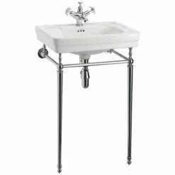 Burlington Contemporary Basin With Chrome Wash Stand 580mm Wide 3 Tap Hole