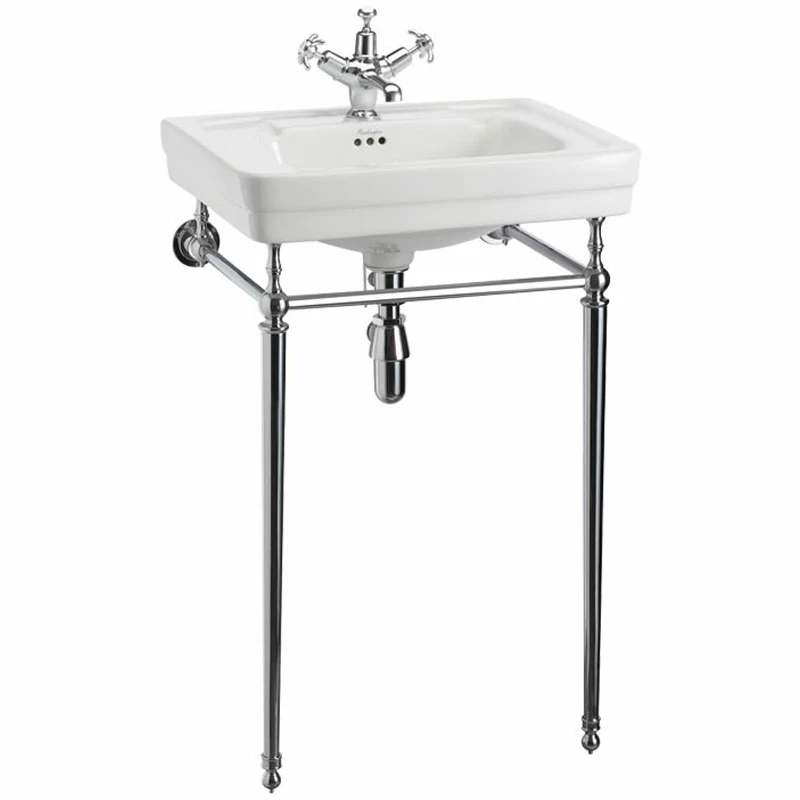 Burlington Contemporary Basin With Chrome Wash Stand 580mm Wide 3 Tap Hole 3 Burlington Contemporary Basin With Chrome Wash Stand 580mm Wide 3 Tap Hole