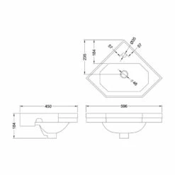 Burlington Corner Wall Hung Cloakroom Basin 600mm Wide 1 Tap Hole -HEATANDPLUMB Sales burlington curved basin b10 2 1