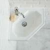Burlington Corner Wall Hung Cloakroom Basin 600mm Wide 1 Tap Hole 2 Burlington Corner Wall Hung Cloakroom Basin 600mm Wide 1 Tap Hole -HEATANDPLUMB Sales burlington curved basin b10 t8chr 1 1