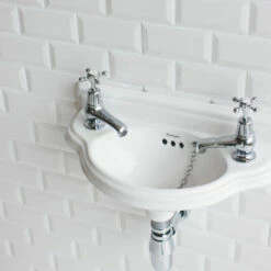 Burlington Curved Wall Hung Cloakroom Basin 505mm Wide 2 Tap Hole 8 Burlington Curved Wall Hung Cloakroom Basin 505mm Wide 2 Tap Hole -HEATANDPLUMB Sales burlington curved basin p13 2