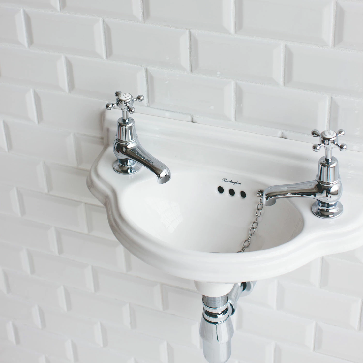 Burlington Curved Wall Hung Cloakroom Basin 505mm Wide 2 Tap Hole 5 Burlington Curved Wall Hung Cloakroom Basin 505mm Wide 2 Tap Hole - Image 3