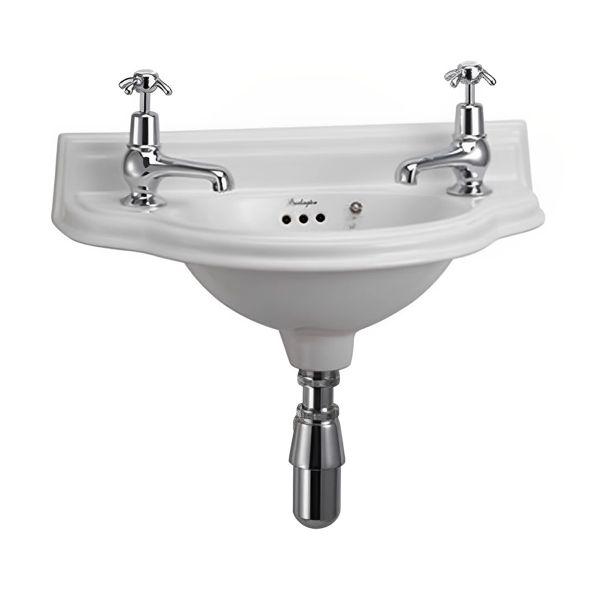 Burlington Curved Wall Hung Cloakroom Basin 505mm Wide 2 Tap Hole 6 Burlington Curved Wall Hung Cloakroom Basin 505mm Wide 2 Tap Hole - Image 4