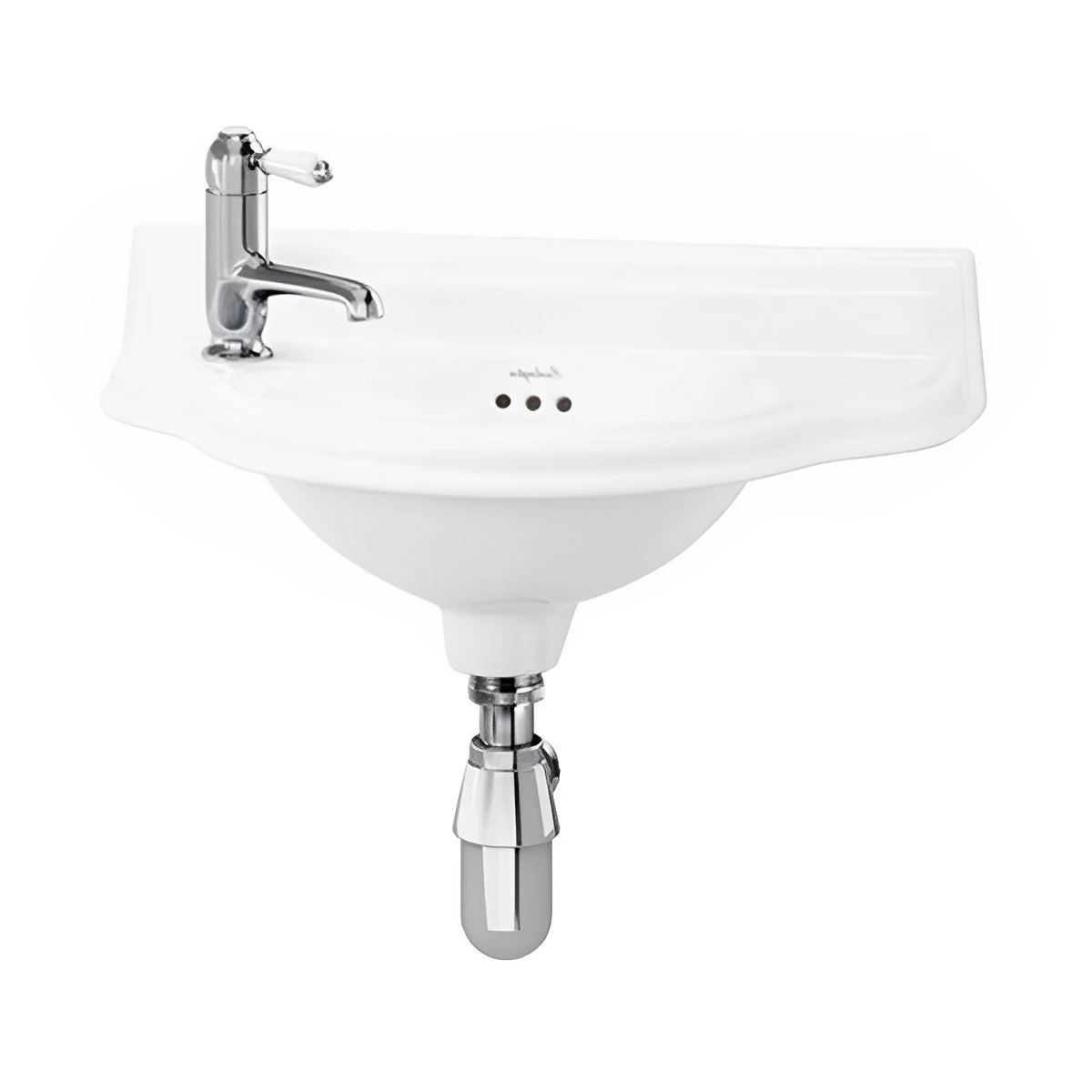 Burlington Curved Wall Hung Cloakroom Basin 510mm Wide LH Tap Hole 4 Burlington Curved Wall Hung Cloakroom Basin 510mm Wide LH Tap Hole - Image 2