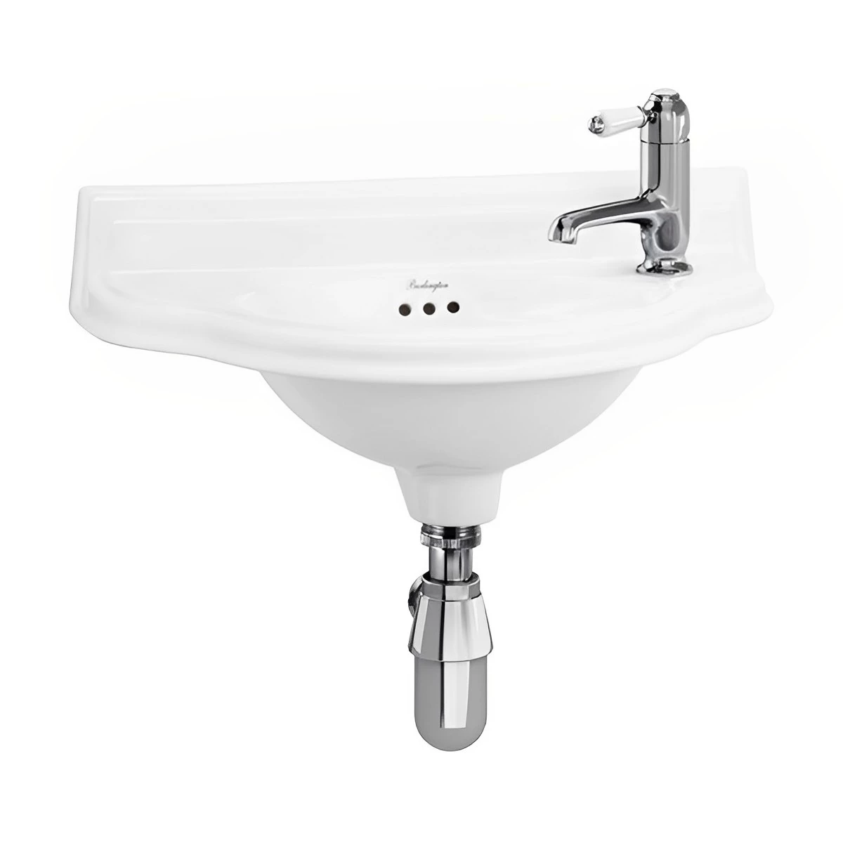Burlington Curved Wall Hung Cloakroom Basin 510mm Wide RH Tap Hole 3 Burlington Curved Wall Hung Cloakroom Basin 510mm Wide RH Tap Hole
