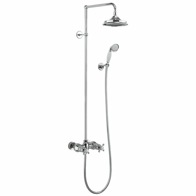 Burlington Eden Thermostatic Dual Exposed Mixer Shower With Shower Kit And 12 Inch Fixed Head - Black/Chrome 3 Burlington Eden Thermostatic Dual Exposed Mixer Shower With Shower Kit And 12 Inch Fixed Head - Black/Chrome