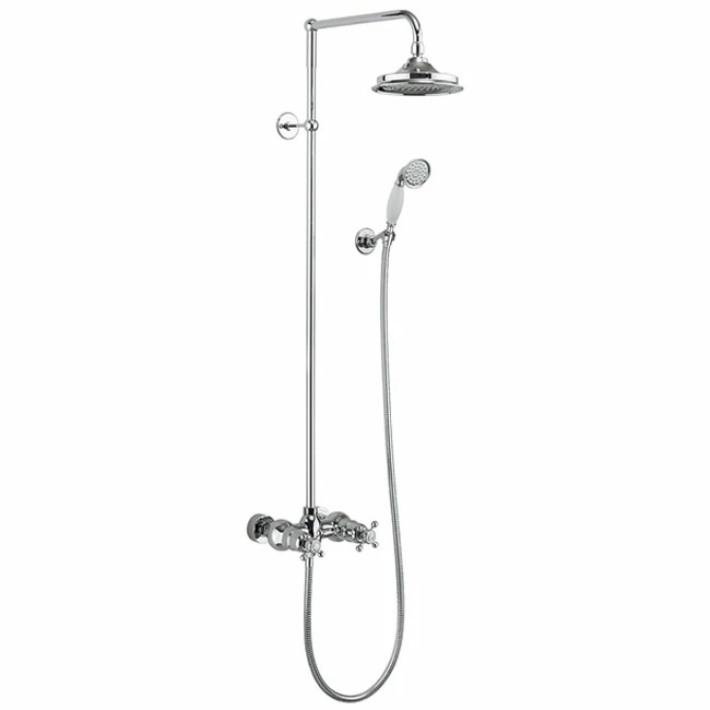 Burlington Eden Thermostatic Dual Exposed Mixer Shower With Shower Kit And 6 Inch Fixed Head - Black/Chrome 4 Burlington Eden Thermostatic Dual Exposed Mixer Shower With Shower Kit And 6 Inch Fixed Head - Black/Chrome - Image 2
