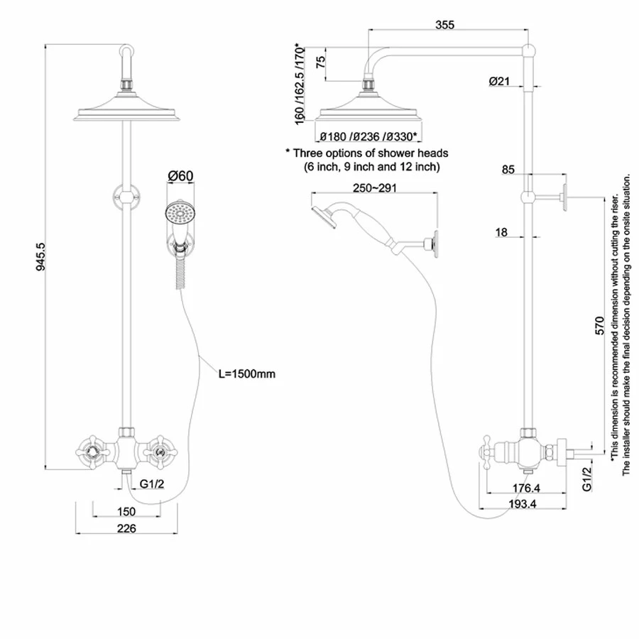 Burlington Eden Dual Exposed Shower Kit 9inch Fixed Head 6 Burlington Eden Dual Exposed Shower Kit 9inch Fixed Head - Image 4