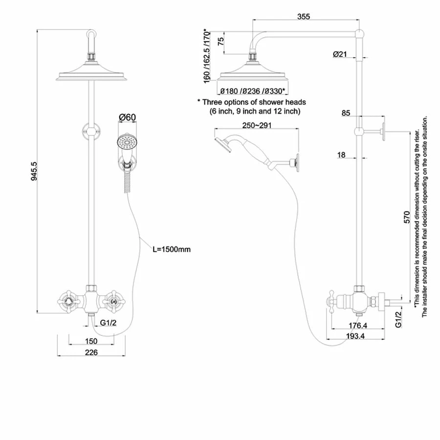 Burlington Eden Dual Exposed Shower Kit 6inch Fixed Head 6 Burlington Eden Dual Exposed Shower Kit 6inch Fixed Head - Image 4