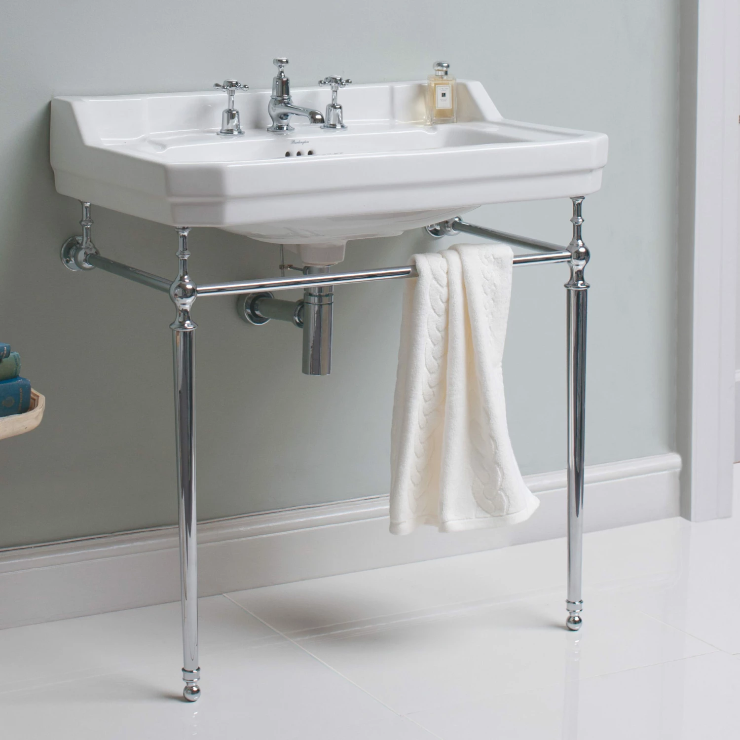 Burlington Edwardian Basin With Chrome Wash Stand 800mm Wide 1 Tap Hole 4 Burlington Edwardian Basin With Chrome Wash Stand 800mm Wide 1 Tap Hole - Image 2