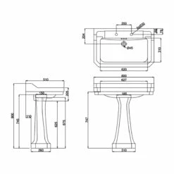 Burlington Edwardian Basin With Full Pedestal 800mm Wide 2 Tap Hole 5 Burlington Edwardian Basin With Full Pedestal 800mm Wide 2 Tap Hole -HEATANDPLUMB Sales burlington edwardian basin b182th p6 1