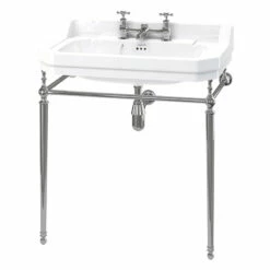 Burlington Edwardian Basin With Chrome Wash Stand 800mm Wide 2 Tap Hole