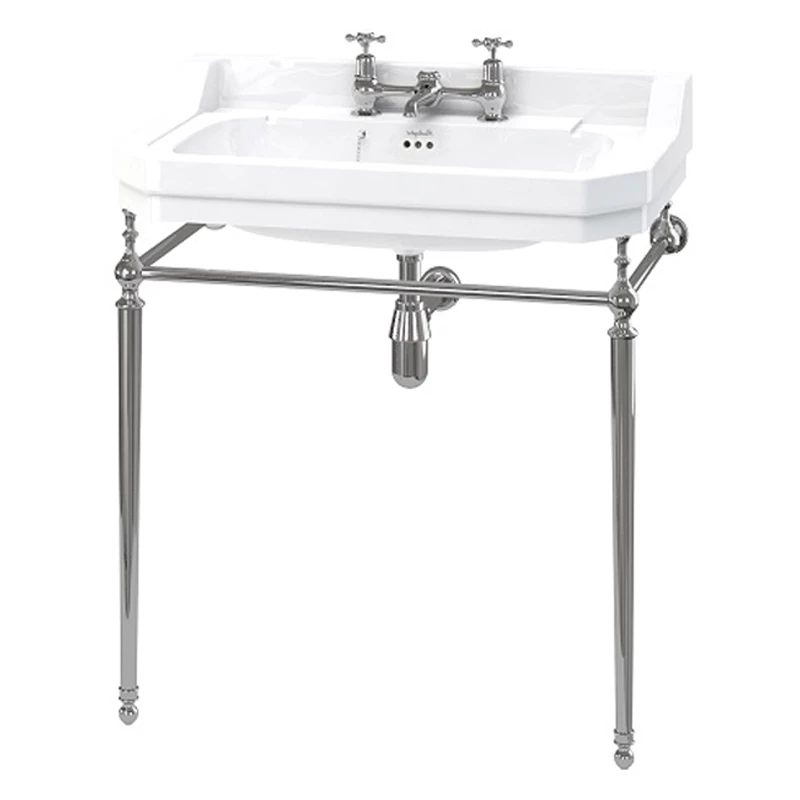 Burlington Edwardian Basin With Chrome Wash Stand 800mm Wide 2 Tap Hole 3 Burlington Edwardian Basin With Chrome Wash Stand 800mm Wide 2 Tap Hole