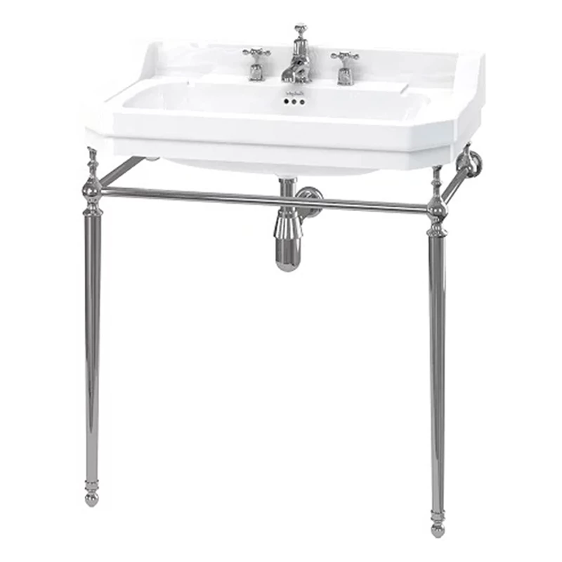 Burlington Edwardian Basin With Chrome Wash Stand 800mm Wide 3 Tap Hole 4 Burlington Edwardian Basin With Chrome Wash Stand 800mm Wide 3 Tap Hole - Image 2
