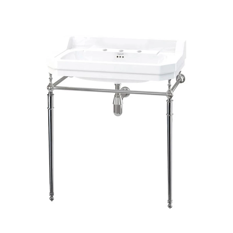 Burlington Edwardian Basin With Regal Chrome Wash Stand 800mm Wide 3 Tap Hole 3 Burlington Edwardian Basin With Regal Chrome Wash Stand 800mm Wide 3 Tap Hole