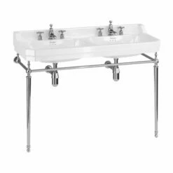 Burlington Edwardian Double Basin 1200mm Wide And Wash Stand - 3 Tap Hole