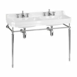 Burlington Edwardian Double Basin 1200mm Wide And Wash Stand - 2 Tap Hole