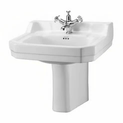 Burlington Edwardian Basin With Semi Pedestal Excluding Towel Bar 560mm Wide 1 Tap Hole