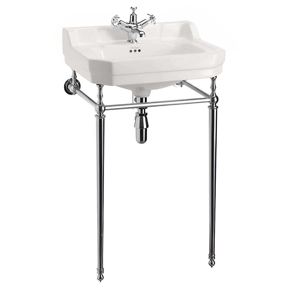 Burlington Edwardian Basin With Chrome Wash Stand 560mm Wide 1 Tap Hole 4 Burlington Edwardian Basin With Chrome Wash Stand 560mm Wide 1 Tap Hole - Image 2