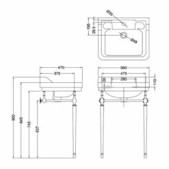 HEATANDPLUMB Sales 30 Burlington Edwardian Basin With Chrome Wash Stand 560mm Wide 1 Tap Hole