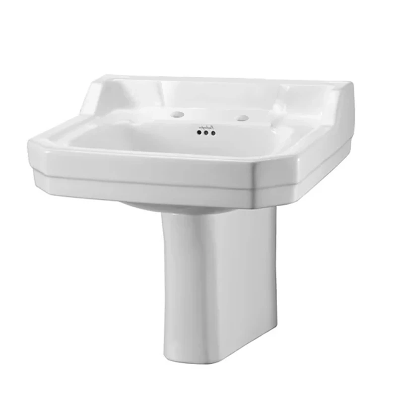 Burlington Edwardian Basin With Semi Pedestal 610mm Wide 2 Tap Hole 3 Burlington Edwardian Basin With Semi Pedestal 610mm Wide 2 Tap Hole