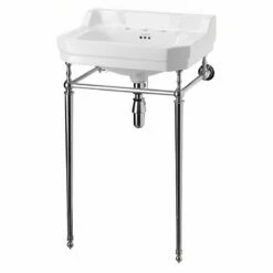Burlington Edwardian Basin With Regal Chrome Wash Stand 560mm Wide 3 Tap Hole