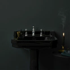 Burlington Edwardian Basin With Full Pedestal 560mm Wide 3 TH - Jet Black